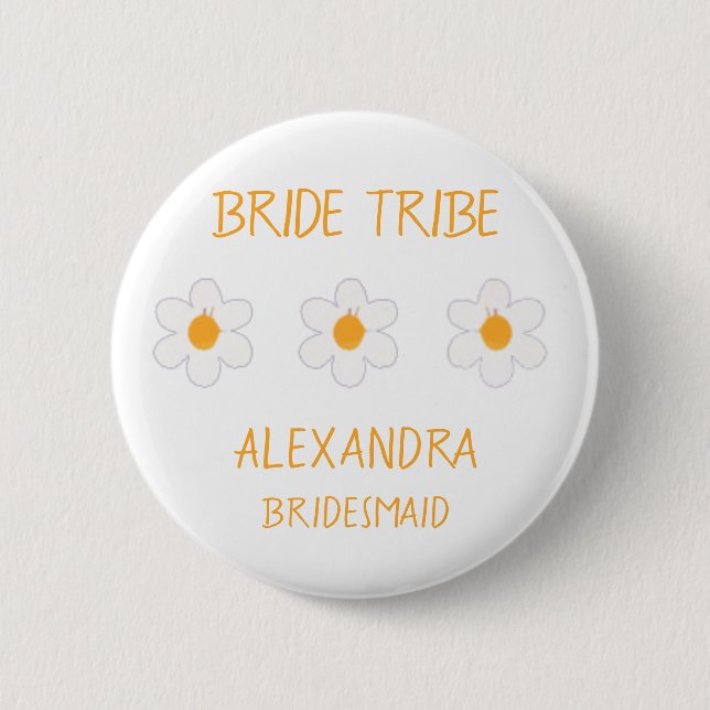 Bride Tribe| Daisy Floral Bachelorette Bridesmaid Button (Vorderseite)