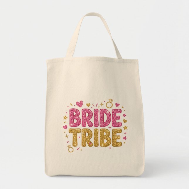 Bride Tribe Glitter Tote Bag Tragetasche (Vorne)