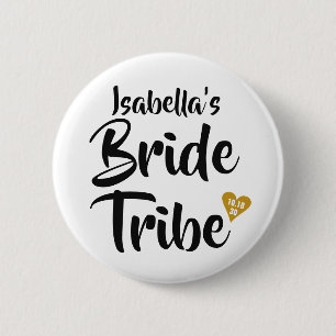 Bride Tribe Gold Date Herz Personalisiert Button