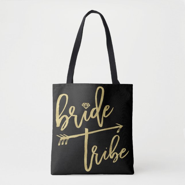 Bride Tribe Gold Diamond Brautparty Totbeutel Tasche (Vorderseite)