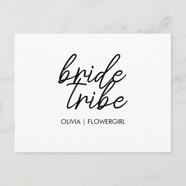 Bride Tribe | Hochzeitsblume Mädchen Moderne Postkarte (Vorderseite)