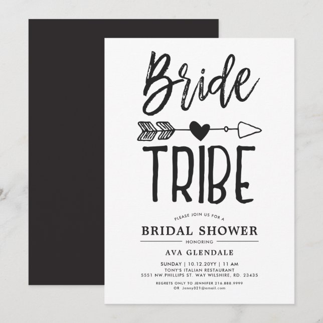 Bride Tribe | Invitations de fête prénuptiale avec (Devant / Derrière)