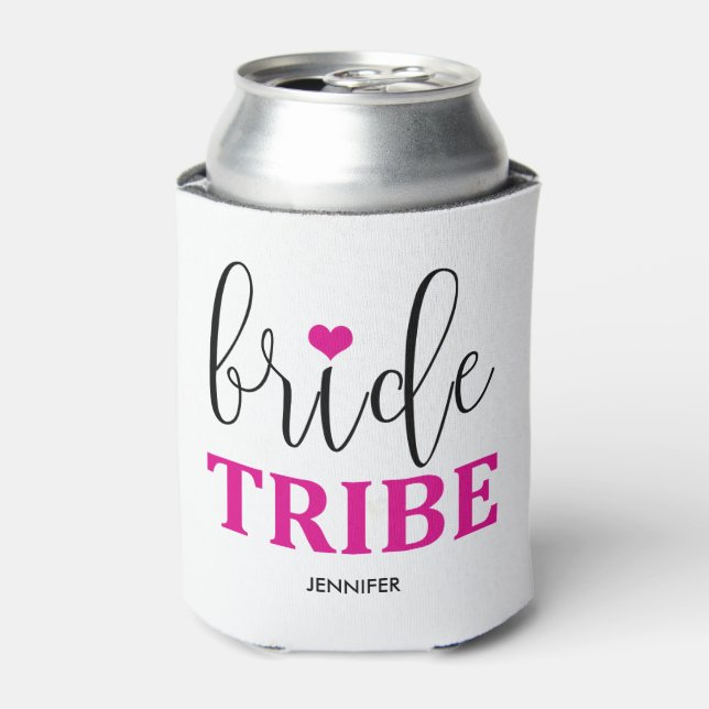 Bride Tribe Magenta Herz Niedlich Bridesmaid Dosenkühler (Kanne Vorderseite)