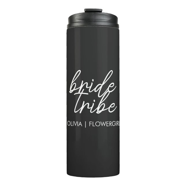 Bride Tribe | Modernes Blumenmädchen Thermosbecher (Vorderseite)