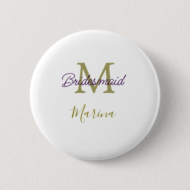Bride tribe monogram bridal shower simple golden p button (Vorderseite)