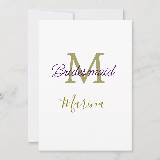 Bride tribe monogram bridal shower simple golden p einladung (Vorderseite)