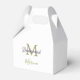 Bride tribe monogram bridal shower simple golden p geschenkschachtel