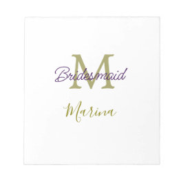 Bride tribe monogram bridal shower simple golden p notizblock