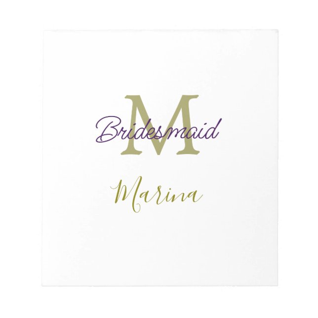 Bride tribe monogram bridal shower simple golden p notizblock (Vorderseite)