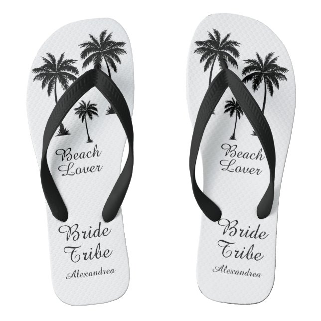 Bride Tribe Palm Tree Beach Lover Flip Flops (Fußbett)