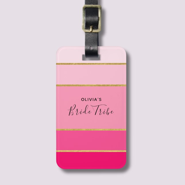Bride Tribe Pink & Gold Bachelorette Gepäckanhänger (Pink & Gold Bride Tribe Bachelorette weekend luggage tag)