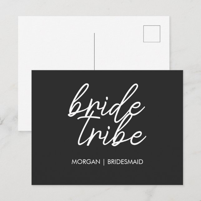 Bride Tribe | Vorschlag für ein modernes Brautpart Postkarte (Vorne/Hinten)