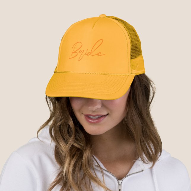 BRIDE TRUCKER HAT | Orange Text | Bachelorette Truckerkappe (Beispiel)