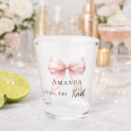 Bride tying the knot blush pink bow Bachelorette Schnapsglas
