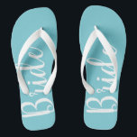 Bride Typografy Blue Wedding Flip Flops<br><div class="desc">Unsere Brautflöten sind für die Braut.</div>