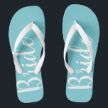 Bride Typografy Blue Wedding Flip Flops<br><div class="desc">Unsere Brautflöten sind für die Braut.</div>