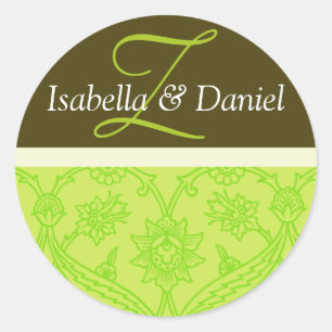 Bride- und Groom-Green-Monogramme für Umschläge Runder Aufkleber