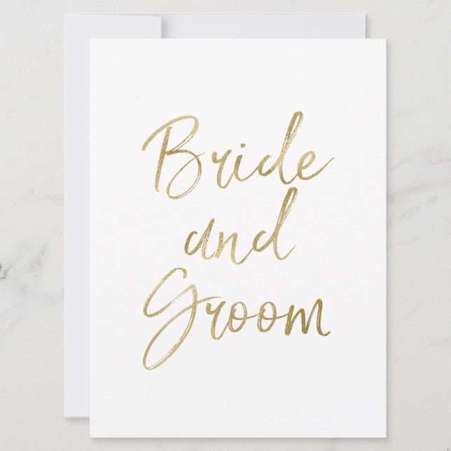 Bride und Groom Stuhl Türschilder Stilvoll Gold Einladung (Vorderseite)
