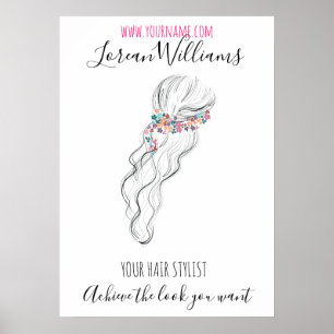 Bride Wavy Haar Blumenkranz Haarstyling Branding Poster