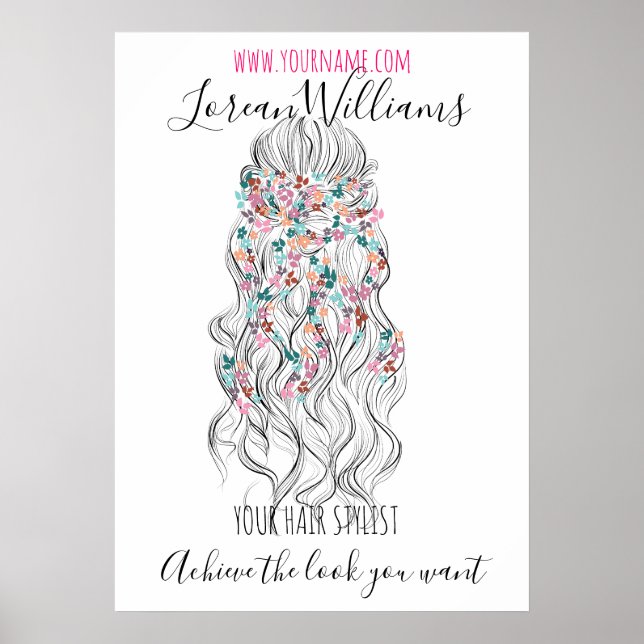 Bride Wavy Haar Blumenkranz Haarstyling Branding Poster (Vorne)