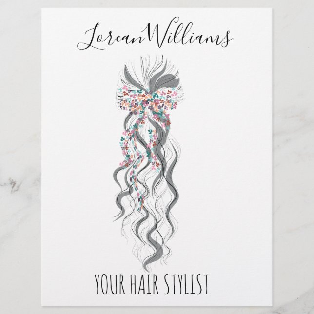 Bride Wavy hair floral wreath Hairstyling branding Flyer (Vorne)