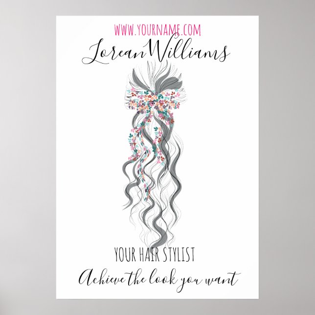 Bride Wavy hair floral wreath Hairstyling branding Poster (Vorne)