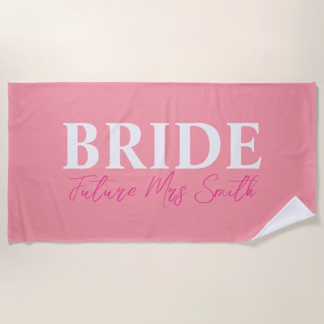 Bride Wedding bachelorette Ehefrau Personalisiert Strandtuch (Vorderseite)