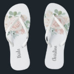Bride Wedding Blush Pink Bläschen Eukalyptus Flip Flops<br><div class="desc">Diese personalisierten,  rosa,  floralen Eukalyptusbräute-Flip-Flops sind das ideale Geschenk für die Braut.  Besuchen Sie meine Hochzeitskollektion,  um sich alle koordinierenden Gegenstände anzusehen.</div>