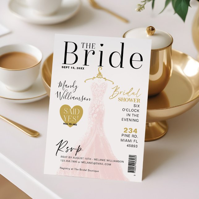 Bride Wedding Dress Brautparty Magazine Cover I Einladung (Bride Wedding Dress Bridal Shower Magazine Cover I Invitation)