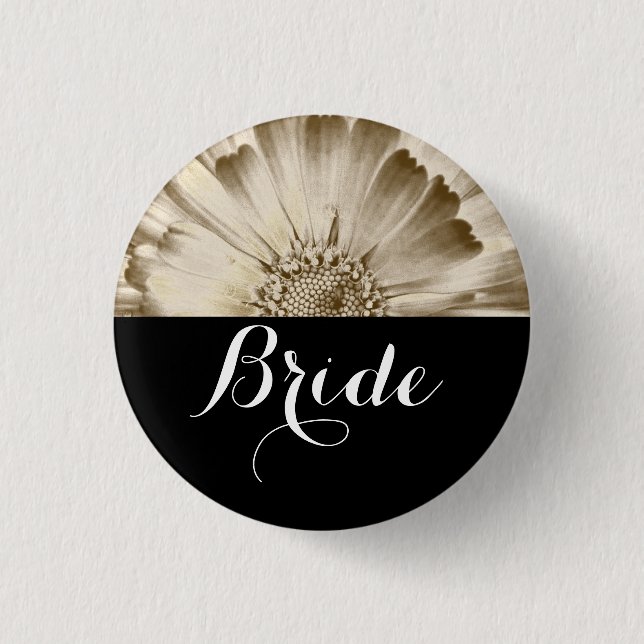 Bride Wedding Gold Daisy Button (Vorderseite)