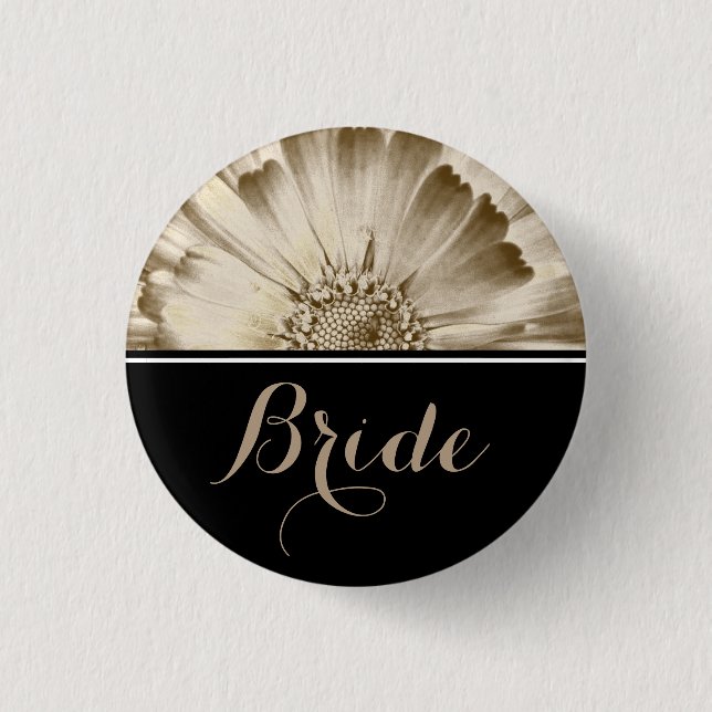 Bride Wedding Gold Daisy Button (Vorderseite)