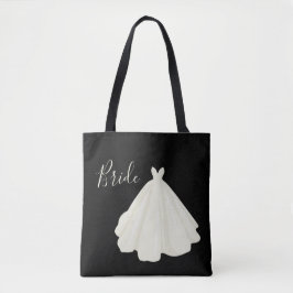 Bride Wedding Gown Script Schwarz-weiß Chic Tasche