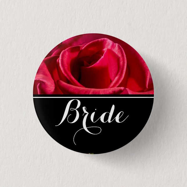Bride Wedding Rote Rosen Button (Vorderseite)