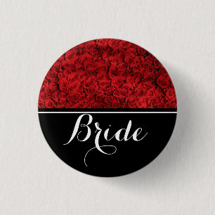Bride Wedding Rote Rosen Button