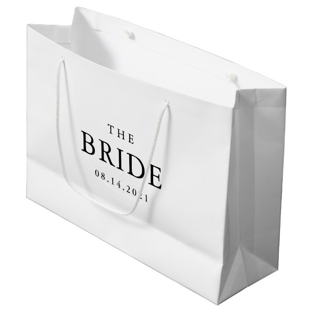 Bride Wedding Simple Classic Black and White Große Geschenktüte (Vorderseite Schrägansicht)