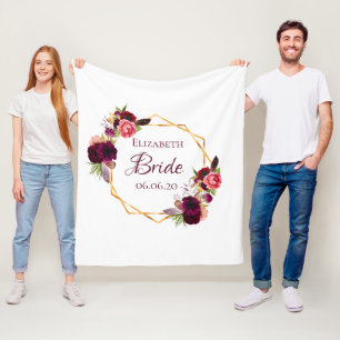 Bride weiß Blütengold geometrischer Name der Hochz Fleecedecke