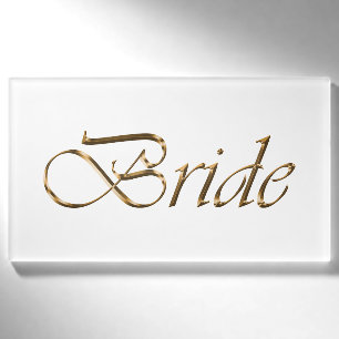Bride White Gold-Drehbuch Kalligrafie elegant chic Namenschild
