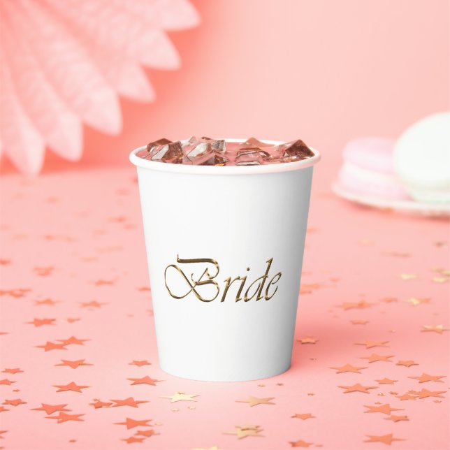 Bride White Gold-Drehbuch Kalligrafie elegant chic Pappbecher (Insitu)