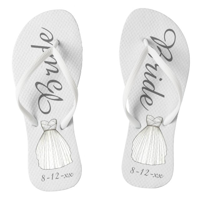 BRIDE White Princess Wedding Dress Gown Flip Flops (Fußbett)