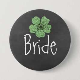 Bride Wild Green Rose Chalkboard Button