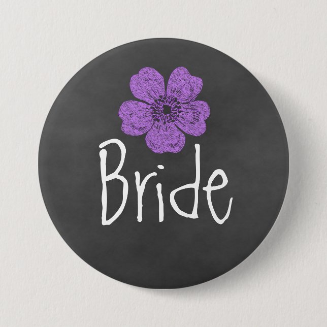 Bride Wild Lila Rose Chalkboard Button (Vorderseite)