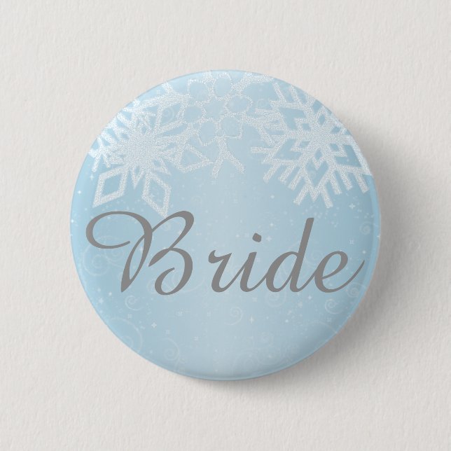 Bride Winter Snowflakes Button (Vorderseite)