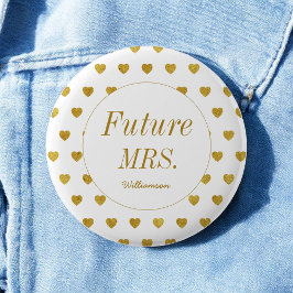 Bride Yellow White Future Frau Hearts Pattern Button