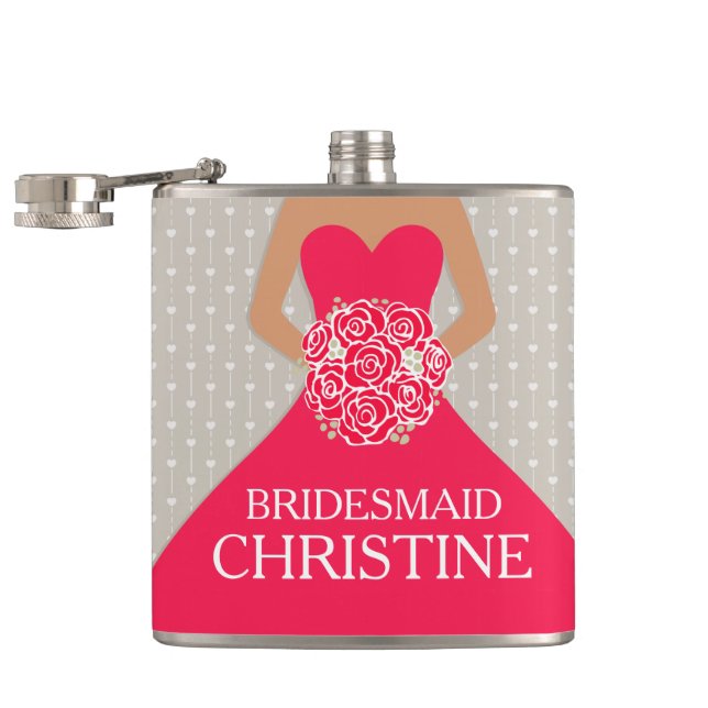 Bridemaid Rotes Kleid mit dem Namen angesagt Flasc Flachmann (Geöffnet)