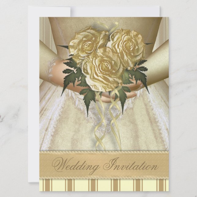 Brides Bouquet (Elfenbein) Hochzeit - Oversibel Einladung (Vorderseite)