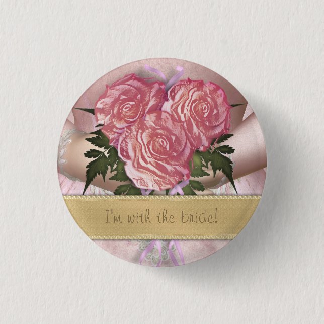 Brides Bouquet (pink) Custom Wedding Button (Vorderseite)