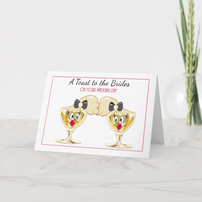 Brides Champagne Toast, Lesbische Hochzeitsstipend Karte (Vorderseite)