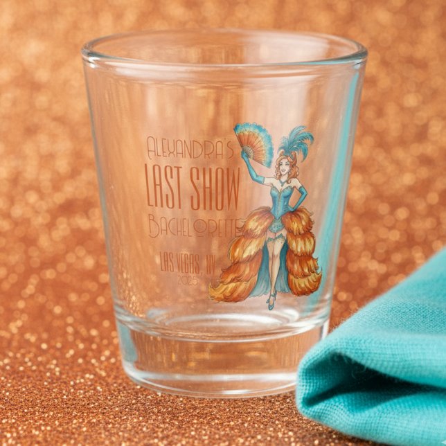 Bride's Final Show Art Deco Showgirl Bachelorette Schnapsglas (Celebrate your Bride-to-be's final act with this Bride's Final Show Art Deco Showgirl Bachelorette!)