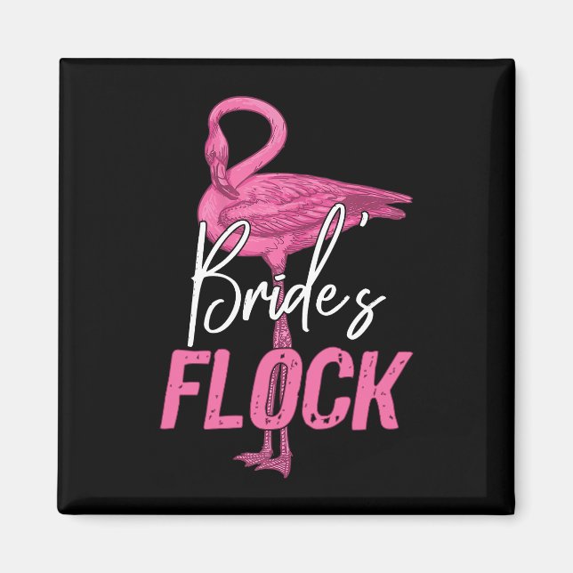 Bride's Flock, Flamingo Bridesmaid Brautparty Magnet (Vorne)