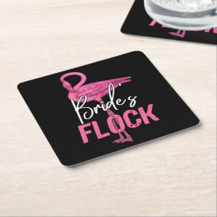 Bride's Flock, Flamingo Bridesmaid Brautparty Rechteckiger Pappuntersetzer